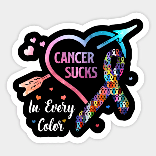 Cancer Sucks In Every Color Sticker